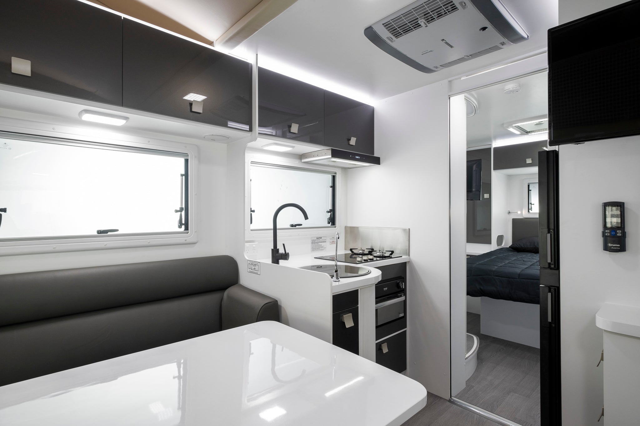 Winnebago Iluka interior view of dinette and kitchen