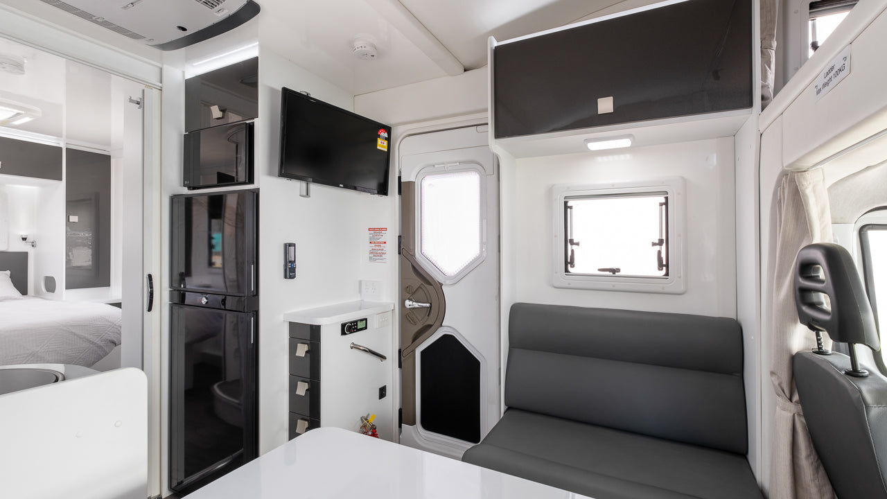 Winnebago Iluka view from the dinette in colour palette A