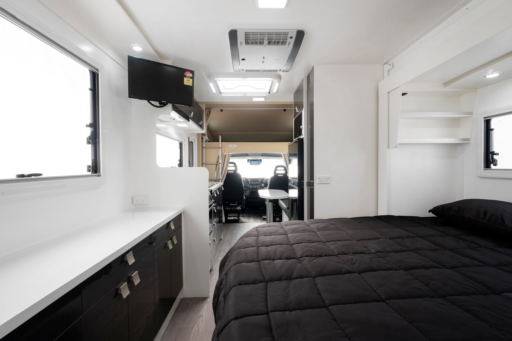 Winnebago Coogee Bed Cupboards and front view