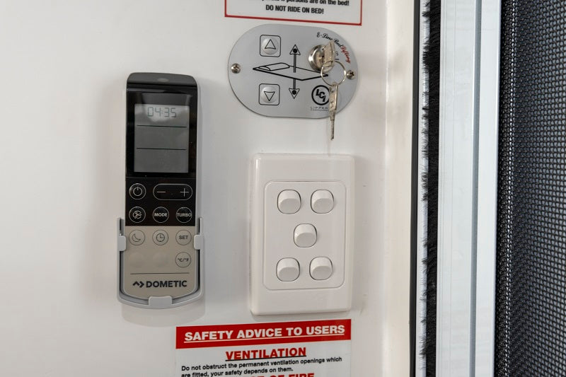 Windsor Daintree Airconditioning remote, light switches, drop bed operation