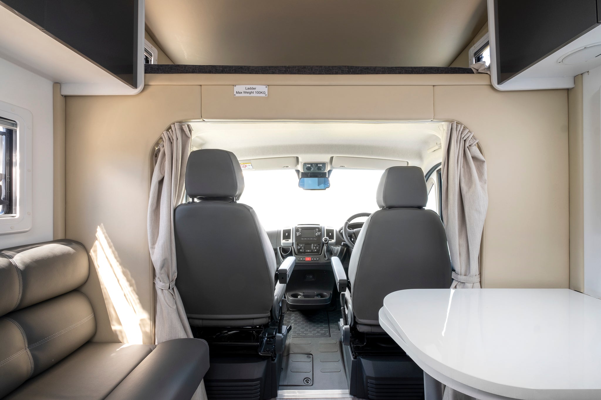 Windsor Flinders Motorhome interior seats and table metallic grey