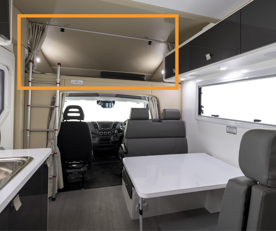 front section of interior of motorhome
